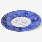 Blaue Perwinkle, elegante Blumenhydrangeas Pappteller (Schrägansicht)