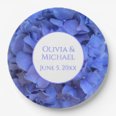 Blaue Perwinkle, elegante Blumenhydrangeas Pappteller (Vorderseite)