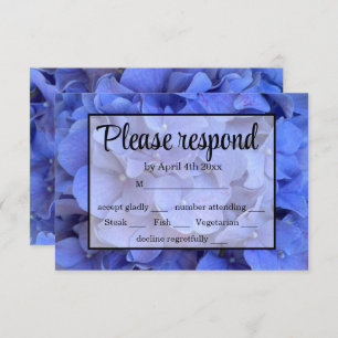 Blaue Perwinkle, elegante Blumenhydrangeas RSVP Karte