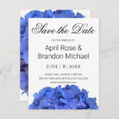 Blaue Perwinkle, elegante Blumenhydrangeas Save The Date (Vorne/Hinten)