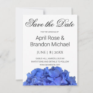Blaue Perwinkle, elegante Blumenhydrangeas Save The Date