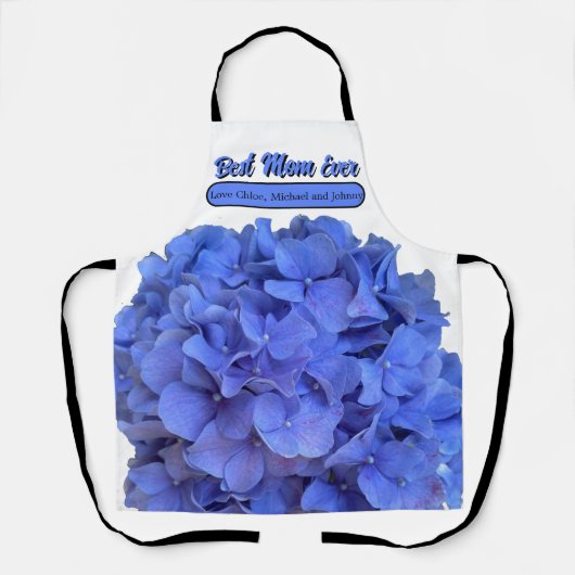 Blaue Perwinkle, elegante Blumenhydrangeas Schürze (Vorderseite)