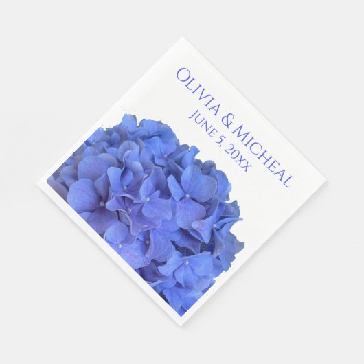 Blaue Perwinkle, elegante Blumenhydrangeas Serviette (Ecke)