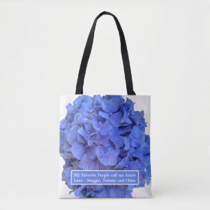 Blaue Perwinkle, elegante Blumenhydrangeas Tasche
