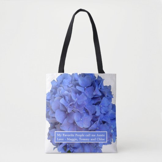 Blaue Perwinkle, elegante Blumenhydrangeas Tasche (Vorderseite)