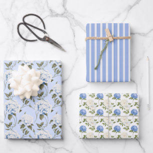 Blaue Petal-Symphonie 3 Geschenkpapier Set