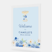 Blaue Petalen und Prosecco Begrüßung Akryllische Z Acrylschild (Winkel)