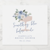 Blaue Petalen und Prosecco-Brautparty Schaumweinetikett (Einzelnes Label)