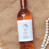 Blaue Petalen und Prosecco-Brautparty Weinetikett