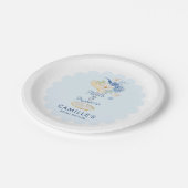 Blaue Petalen und Prosecco Pappteller (Schrägansicht)