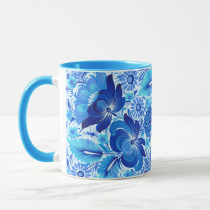 Blaue Petrikivka Ukrainische traditionelle Volksku Tasse