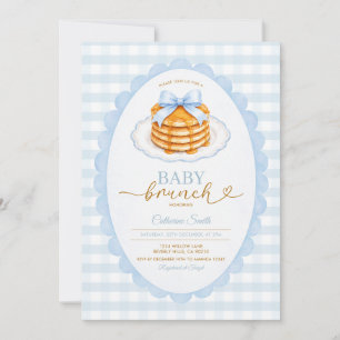 Blaue Pfannkuchen-Baby-Brunch-Baby-Party Einladung