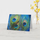 Blaue Pfau-Feder-Hochzeit Karte (Gelbe Blume)