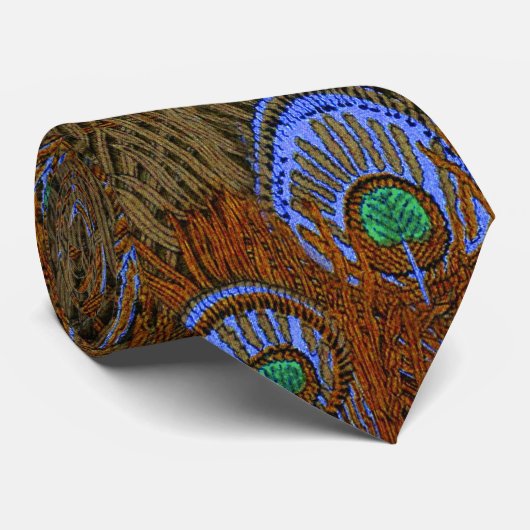 Blaue Pfau-Federn Krawatte (Gerollt)