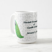 Blaue Pfau-indische Hochzeits-kundengerechte Tasse (Vorderseite Links)