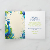 Blaue Pfau Kindergeburtstagsfeier Karte (Innenseite)