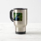 Blaue Pfau-Reise-Tasse Reisebecher (Vorderseite Links)