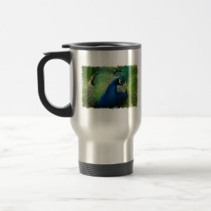 Blaue Pfau-Reise-Tasse Reisebecher