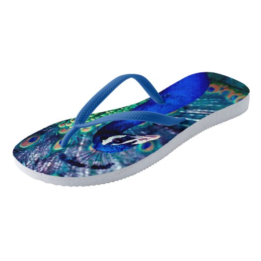 Blaue Pfaue Badesandalen (Schrägansicht)