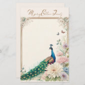 Blaue Pfaue im Blumengarten Pasta Briefpapier (Vorne/Hinten)