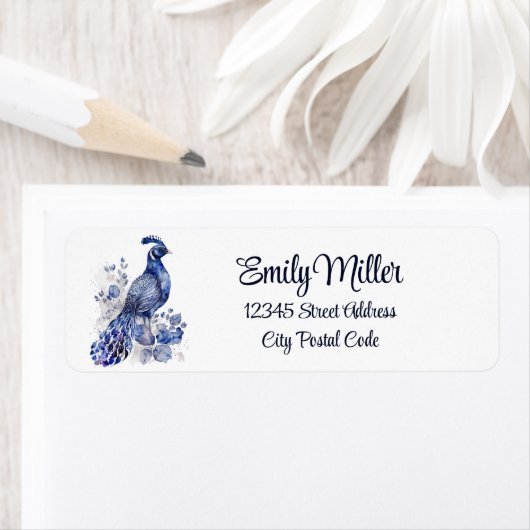 Blaue Pfaue im Delft-Stil mit Blume (Insitu)