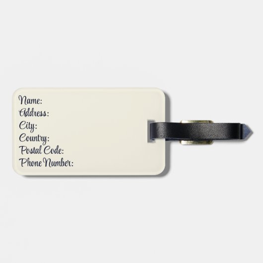 Blaue Pfaue im Delft-Stil mit Blume Gepäckanhänger (Rückseite horizontal)