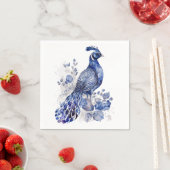 Blaue Pfaue im Delft-Stil mit Blume Serviette (Beispiel)