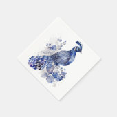 Blaue Pfaue im Delft-Stil mit Blume Serviette (Ecke)