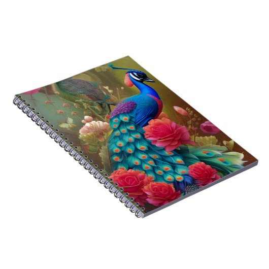 Blaue Pfaue im Rosengarten Notizblock (Rechte Seite)