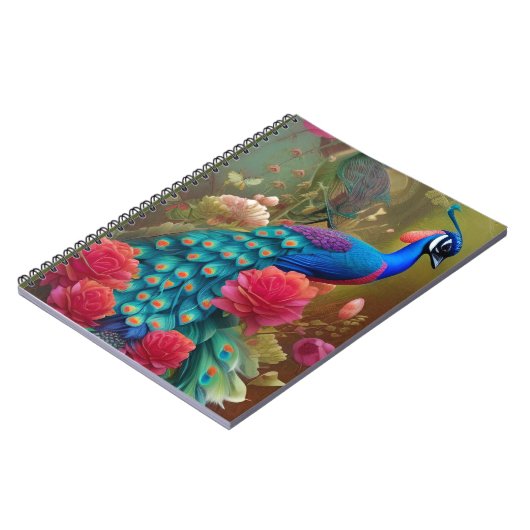 Blaue Pfaue im Rosengarten Notizblock (Linke Seite)