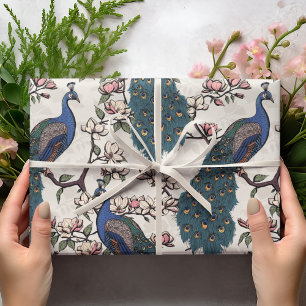 Blaue Pfaue und Magnolien Elfenbeinküste Geschenkpapier