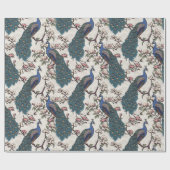 Blaue Pfaue und Magnolien Elfenbeinküste Geschenkpapier (Flach)