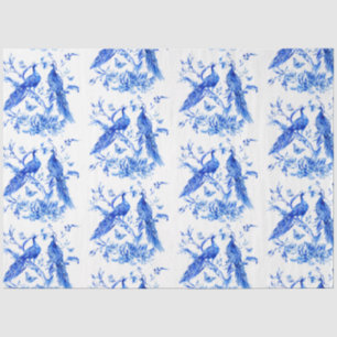Blaue Pfauen aus Porzellan Seidenpapier