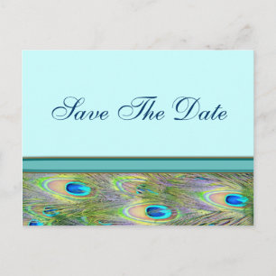 Blaue Pfauen-Hochzeitseinladungen Ankündigungspostkarte