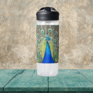 Blaue Pfauenfeder-Befiederung Trinkflasche