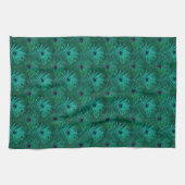 Blaue Pfauenfedern Muster Geschirrtuch (Horizontal)