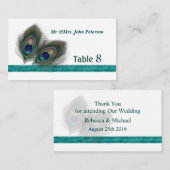 Blaue Pfauenfedern Platzkarte (Vorne/Hinten)