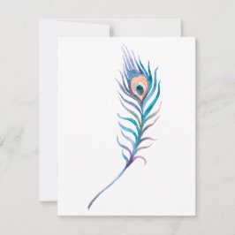 Blaue Pfauenfederzeichnung Mitteilungskarte