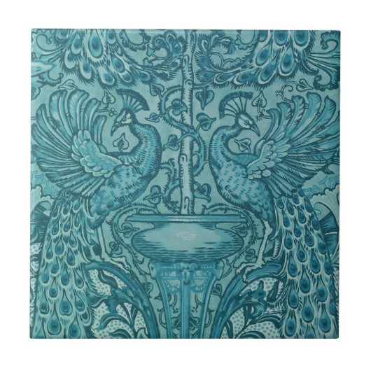 Blaue Pfauenfliese Fliese (Vorderseite)