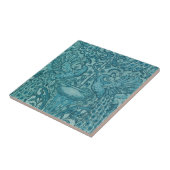 Blaue Pfauenfliese Fliese (Seite)