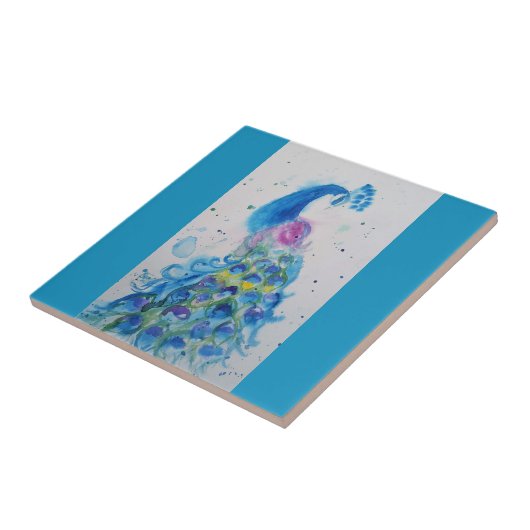 Blaue Pfauengewässer Aquamarin Blaue Vogelvögel Fliese (Seite)