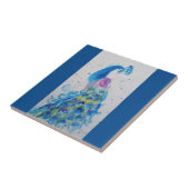 Blaue Pfauengewässer Navy Blaue Vogelarten Fliese (Seite)