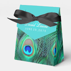 Blaue Pfauenhochzeit Geschenkschachtel