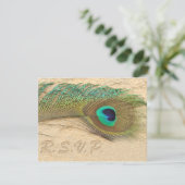 Blaue Pfauenkarten RSVP Karte (Stehend Vorderseite)