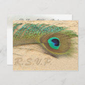 Blaue Pfauenkarten RSVP Karte (Vorne/Hinten)
