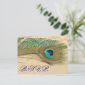 Blaue Pfauenkarten RSVP Karte (Stehend Vorderseite)