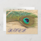 Blaue Pfauenkarten RSVP Karte (Vorne/Hinten)