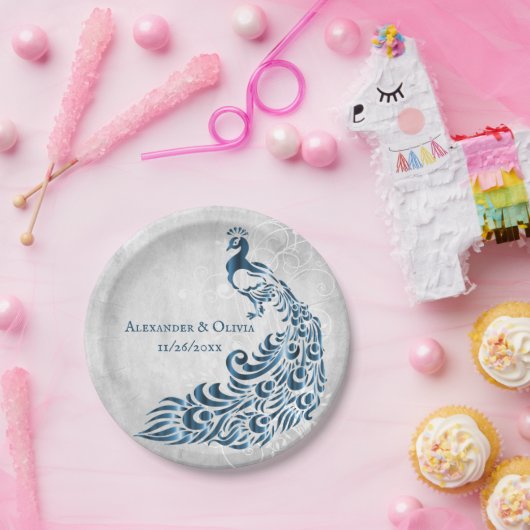 Blaue Pfauenleaf Hochzeitspapierplatte Pappteller (Party)