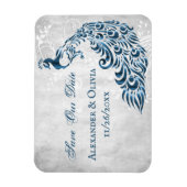 Blaue Pfauenleaf Wein retten Datum Magnet (Vertikal)