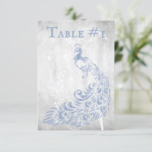 Blaue Pfauenleder-Tafel Einladung